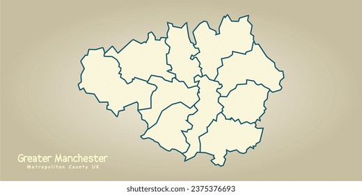 Greater Manchester Metropolitan County Map UK EPS Vector