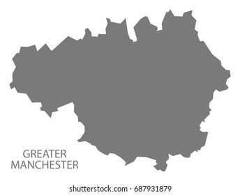 Greater Manchester metropolitan county map England UK grey illustration silhouette shape