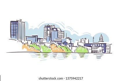 Greater Manchester usa America vector sketch city illustration line art 