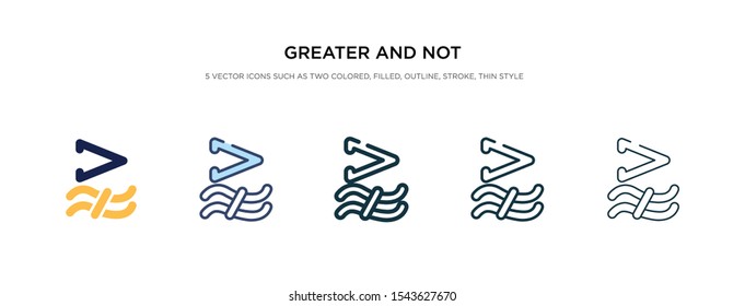 greater and not approximately equal to icon in different style vector illustration. two colored and black greater and not approximately equal to vector icons designed in filled, outline, line stroke