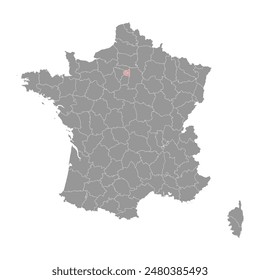 Greater Paris map, administrative division of France. Vector illustration.