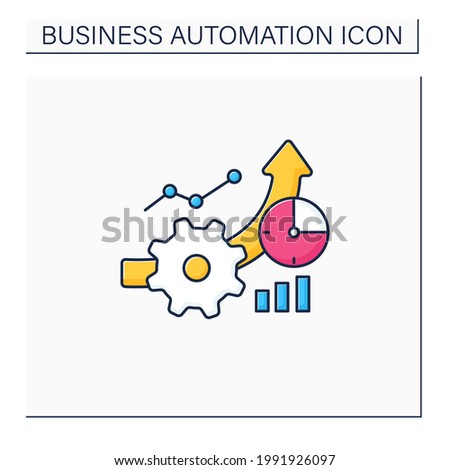 Greater productivity color icon. Improving product production process. Higher productivity. Business automation concept.Isolated vector illustration