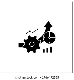 Greater productivity glyph icon. Improving product production process. Higher productivity. Business automation concept.Filled flat sign. Isolated silhouette vector illustration