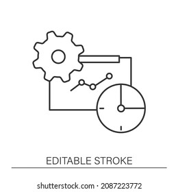  Greater productivity line icon. Graph with progress information. Business automation concept.Isolated vector illustration.Editable stroke