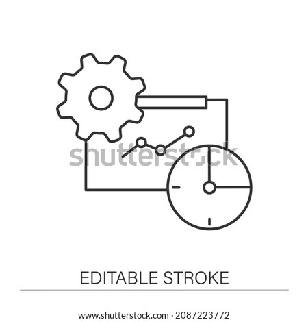  Greater productivity line icon. Graph with progress information. Business automation concept.Isolated vector illustration.Editable stroke