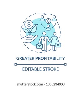 Greater profitability concept icon. Gender diversity policy benefits. Better corporation funds idea thin line illustration. Vector isolated outline RGB color drawing. Editable stroke
