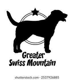 Großer Schweizer Berghund Silhouette, Hund, Hunderassen, Logo, Vektor, Silhouette, Logo-Design, Tier, Illustration, Symbol, Zeichen, Design, schwarz, Symbol, Haustier