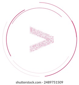 The greater symbol filled with pink dots. Pointillism style. Vector illustration on white background