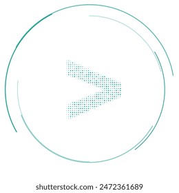 The greater symbol filled with teal dots. Pointillism style. Vector illustration on white background