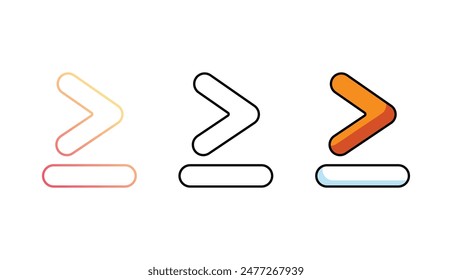 Greater Than Or Equal To icon design with white background stock illustration