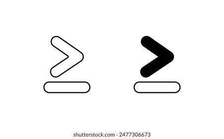 Greater Than Or Equal To icon design with white background stock illustration