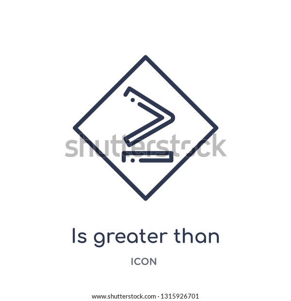 is greater than or equal to icon from signs\
outline collection. Thin line is greater than or equal to icon\
isolated on white\
background.