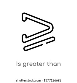 is greater than or equal to vector line icon. Simple element illustration. is greater than or equal to outline icon from signs concept. Can be used for web and mobile