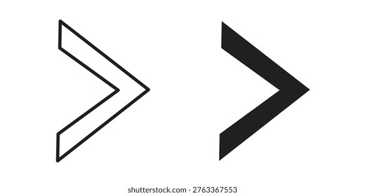 Is greater than icon set. black Illustration for graphic and web design.