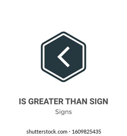 Is greater than sign glyph icon vector on white background. Flat vector is greater than sign icon symbol sign from modern signs collection for mobile concept and web apps design.