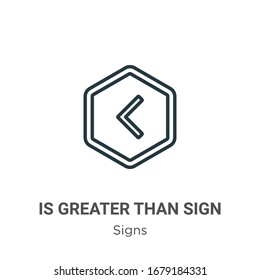 Is greater than sign outline vector icon. Thin line black is greater than sign icon, flat vector simple element illustration from editable signs concept isolated stroke on white background