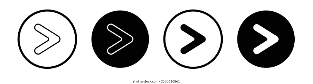 Is greater than vector icon set black filled and outlined style.