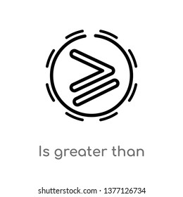 is greater than vector line icon. Simple element illustration. is greater than outline icon from signs concept. Can be used for web and mobile