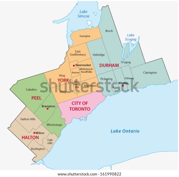 map of greater toronto area Greater Toronto Area Map Stock Vector Royalty Free 161990822 map of greater toronto area