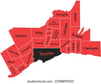 Greater Toronto Map Area Vector Eps Canada City Map