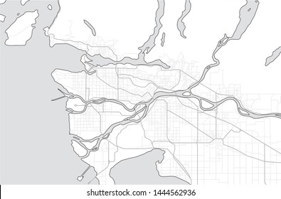 Greater Vancouver map and municipalities, British Columbia, Canada. Tourist map or guide of Metro Vancouver BC. A simple grey scale map without text.