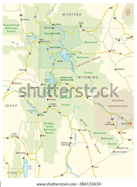 Greater Yellowstone Ecosystem Map Stock Vector (Royalty Free) 386133634 ...