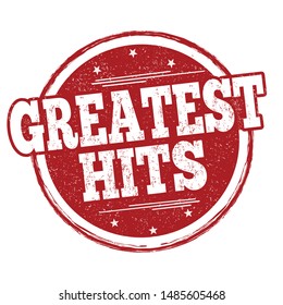 Greatest hits sign or stamp on white background, vector illustration