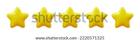 Greatest review, isolated golden five stars. Appraised service or performance, feedback or rating. Best assessment. Vector in three dimensional 3d style