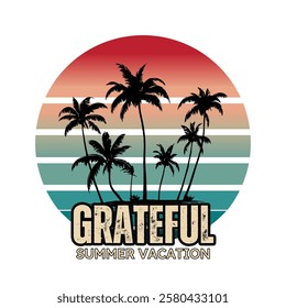 greatful sunmmer vacation retro round shape design.