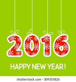 Greating card with 2016 number and Happy New Year! text
