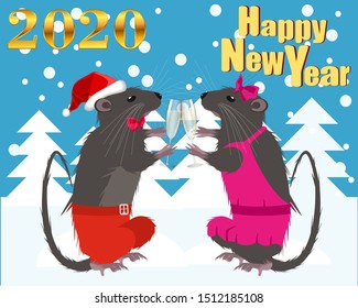 Greating postcard New year 2020