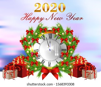 Greating postcard New year 2020