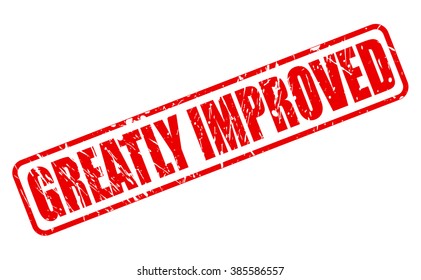 GREATLY IMPROVED red stamp text on white