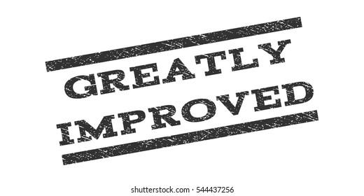 Greatly Improved watermark stamp. Text tag between parallel lines with grunge design style. Rubber seal stamp with dirty texture. Vector gray color ink imprint on a white background.