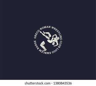 Greco-Roman wrestling club logo template, Wrestling Sport Silhouette logo template. Vector illustration.