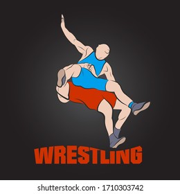 Greco-Roman wrestling . Sport illistration.