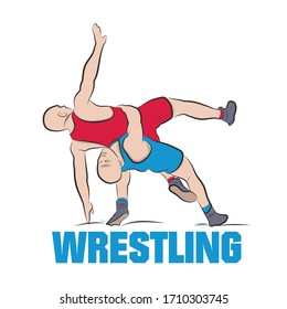 Greco-Roman wrestling . Sport illistration.