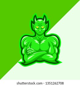 Gree devil logo for a sport team, Youtube Gaming,Twitch, logo design vector