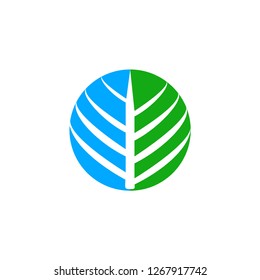 greec circle palm leaf logo design vector