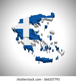 Greece - 3D map and flag