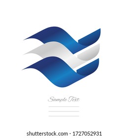 Greece abstract flying wavy flag blue white ribbon logo icon banner