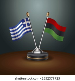 Greece and African American table flags relation  with gradient backgrund. Vector Illustration
