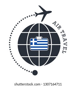 Greece air travel. Vector illustration.