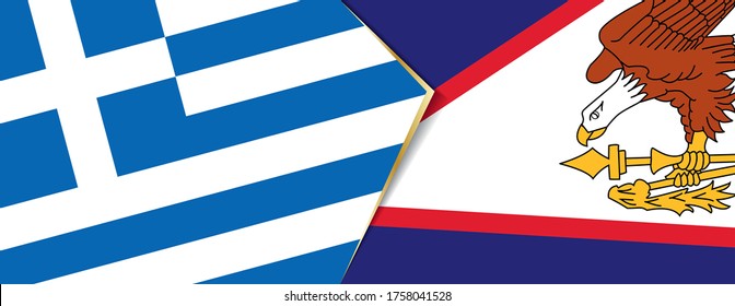 Banderas de Grecia y Samoa Americana, dos banderas vectoriales símbolo de relación o enfrentamiento.