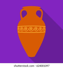 Greece amphora icon in flat style isolated on white background. Greece symbol stock vector illustration.