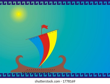 Greece ancient ship silhouette