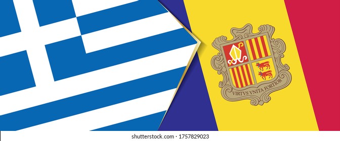 Griechenland und Andorra Flaggen, zwei Vektorflaggen Symbol für Beziehung oder Konfrontation.