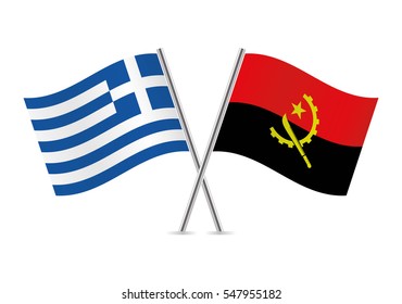 Greece and Angola flags. Vector illustration.