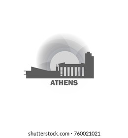 Greece Athens Sunrise Sunset City Panorama Stock Vector (Royalty Free ...