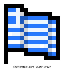 Greece ational Flag Pixel Icon Vector Illustration South Europe Country